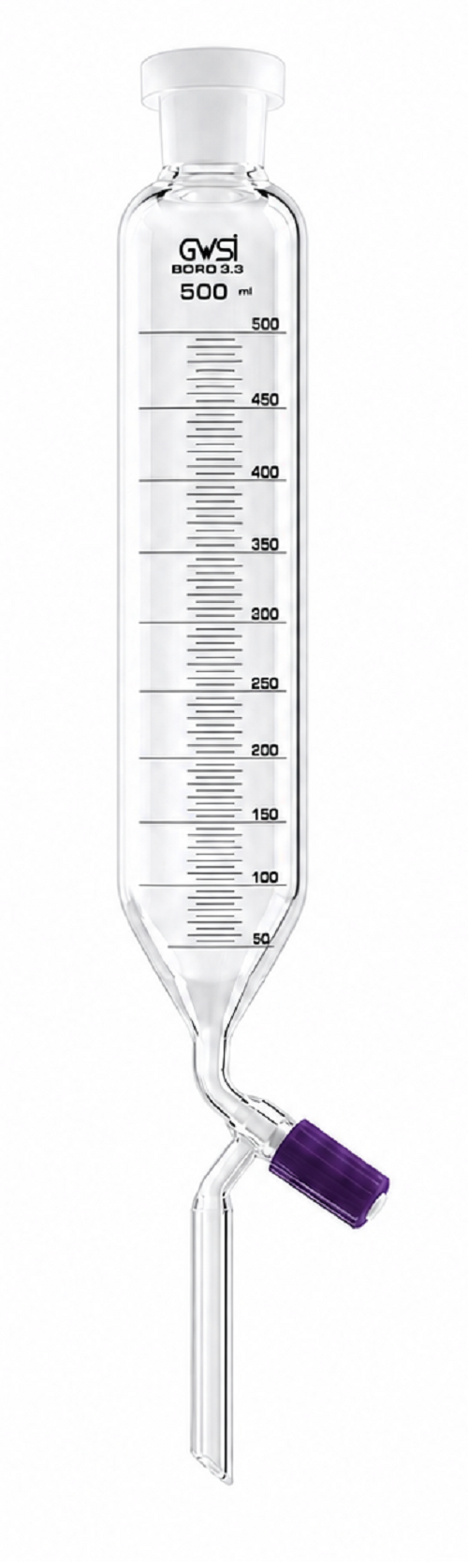 Dropping Funnels Graduated with Rotaflow PTFE Stopcock and Socket 500 ml — GWSI laboratory product.
