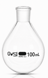 Evaporating Flask with Standard Ground Joint (24/29), 100 ml Borosilicate Glass — GWSI laboratory product.