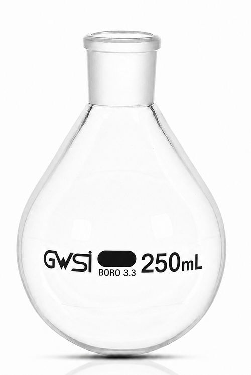 Evaporating Flask with Standard Ground Joint (29/32), 250 ml Borosilicate Glass — GWSI laboratory product.