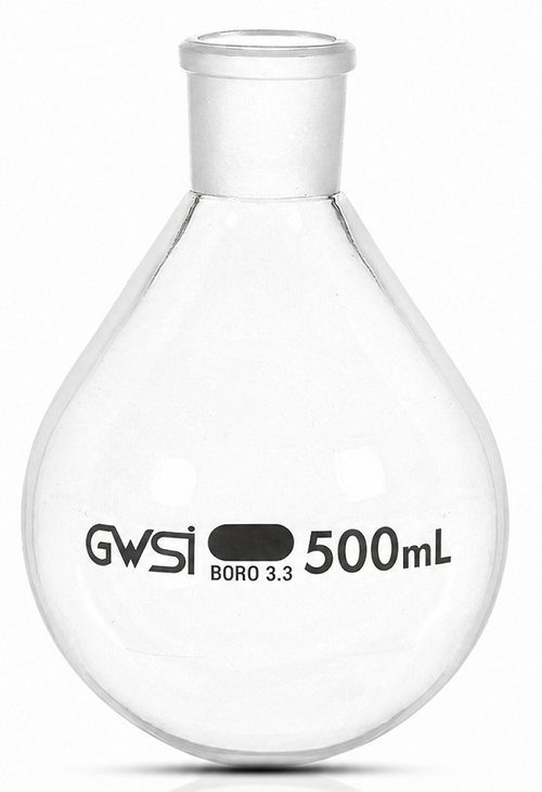 Evaporating Flask with Standard Ground Joint (29/32), 500 ml Borosilicate Glass — GWSI laboratory product.
