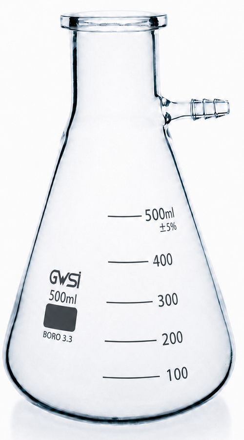 Filtering Flask With Glass Connector, 500ml, Borosilicate Glass — GWSI laboratory product.