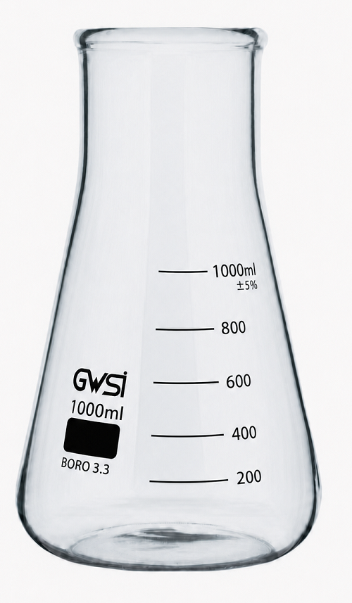 Conical Flask, 1000 ml Glass Wide Neck — GWSI laboratory product.