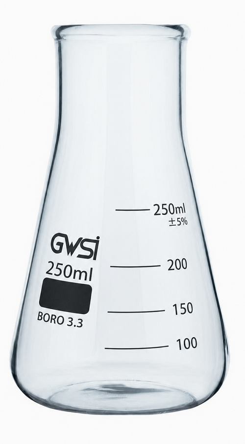 Conical Flask, 250 ml Glass Wide Neck — GWSI laboratory product.