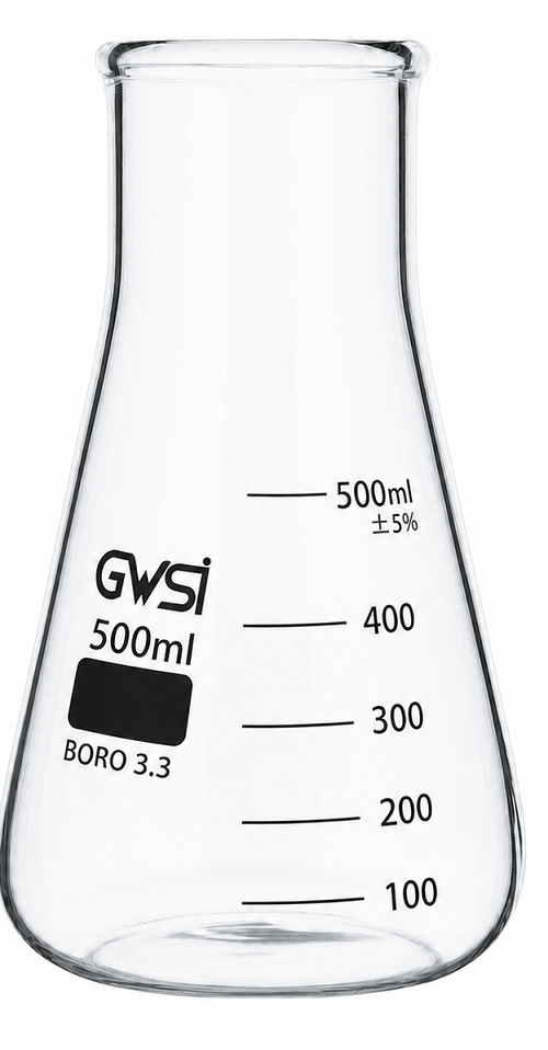 Conical Flask, 500 ml Glass Wide Neck — GWSI laboratory product.
