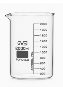 Beaker Low form, with spout borosilicate glass 2000 ml — GWSI laboratory product.