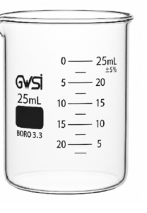 Beaker ASTM Low Form 25 ml — GWSI laboratory product.